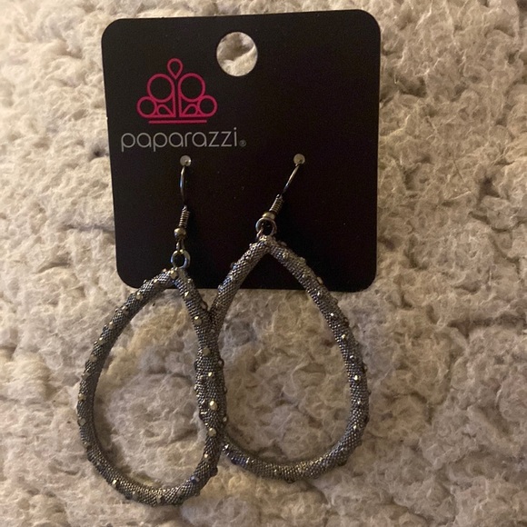 Paparazzi Gunmetal and Hematite Stones Fishhook Earrings
